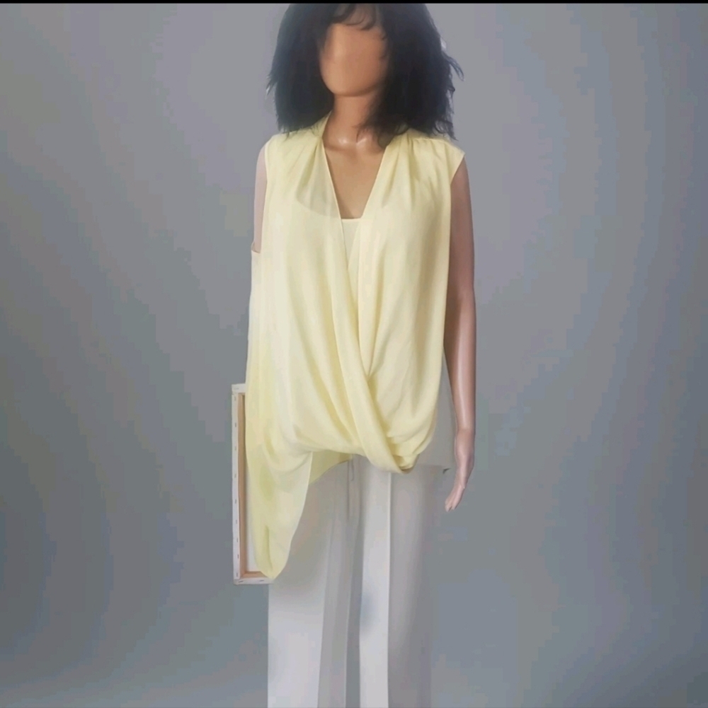 Alfani Yellow Sleeveless Cowl Neck Blouse Size 16W